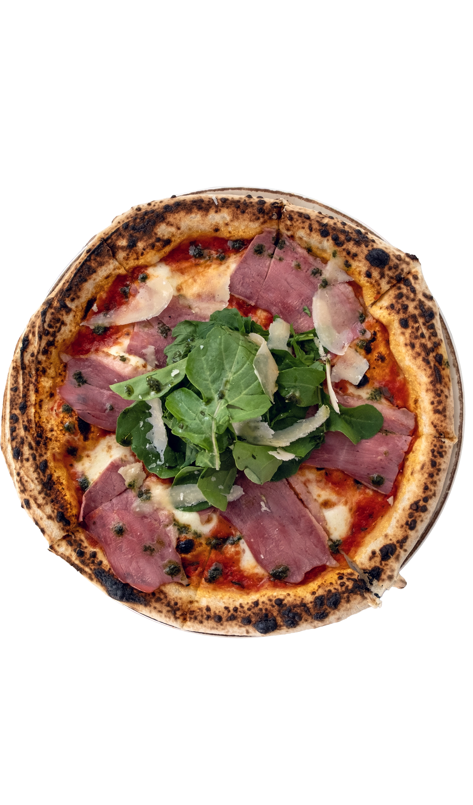 Special Pizza with smoked cheese and vegetable as toppings