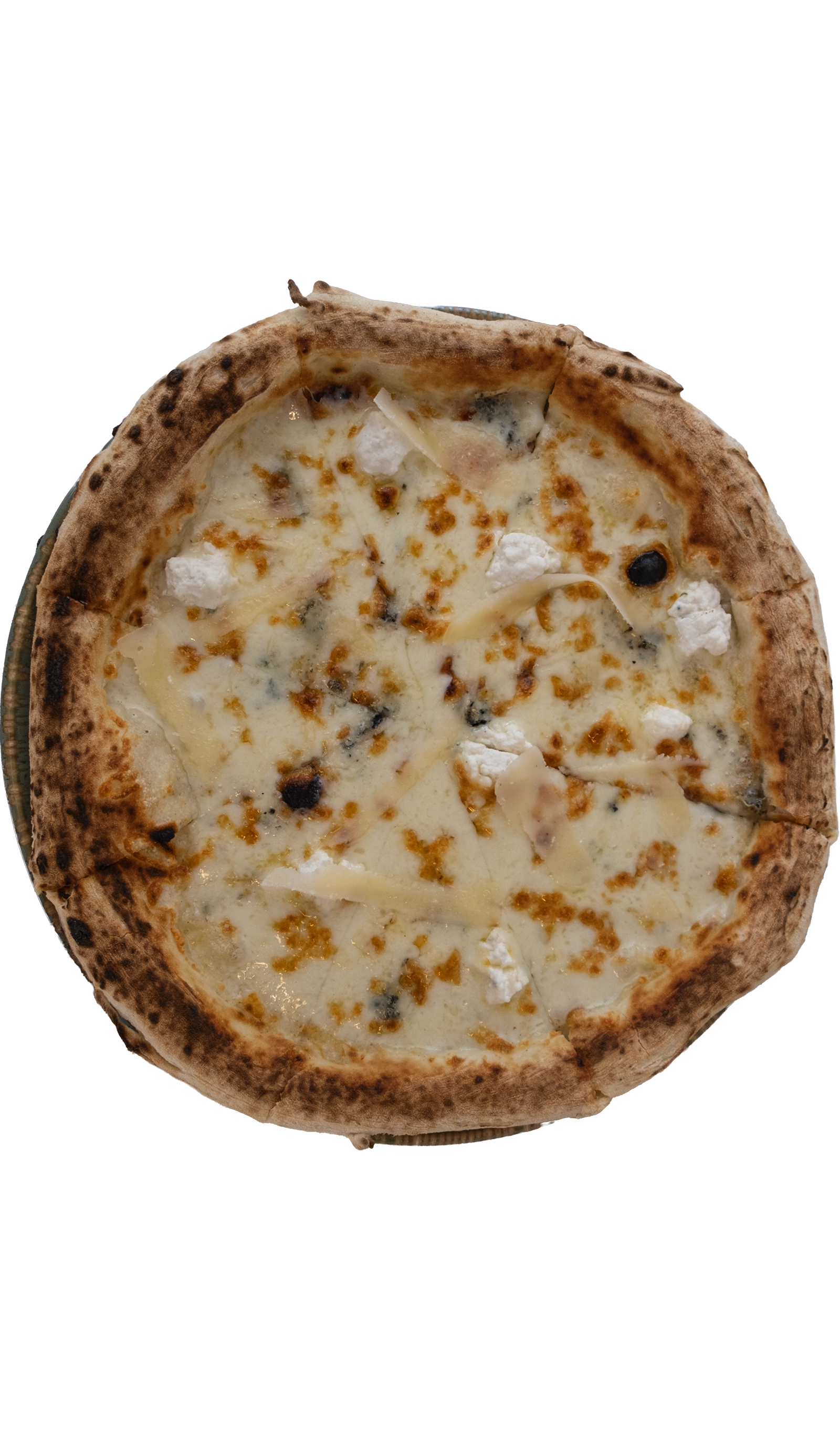 Italian style pizza with fresh cheese, herb, and small colourful tomatoes